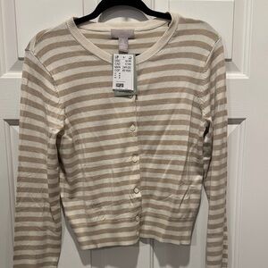 NWT H&M Cream and White Striped Cardigan